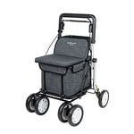 Carlett - Comfort Assist Lett900P | Chariot de Courses Pliable | avec 4 Roues | Produit Médical Classe I Homologué | Sac Amovible 38L/15kg | Plateau Porte-Objets | Gris