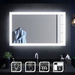 Sirhona - Miroir de salle de bain led rectangle Commutateur Anti-buée éclairage intégré blanc froid Interrupteur Touch 100x60 cm