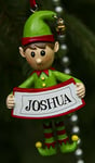 Boxer Gifts Joshua Elf Christmas Tree Decoration | Xmas Bauble Ornament Gift | One for The Whole Family, Ceramic, Multi-Colour, 8 x 4.5 x 2 cm