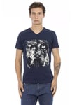 Trussardi Action Mens Blue Cotton T-Shirt - Size Small