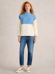 White Stuff Jana Colour Block Organic Cotton Jumper, Blue/Cream