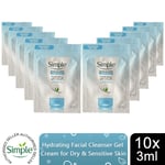 Simple Hydrating Facial Cleanser Gel Cream for Dry & Sensitive Skin, 3ml