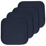 Sweet Home Collection Lot de 4 Coussins de Chaise en Mousse à mémoire de Forme, Motif nid d'abeille, antidérapants, Dos en Caoutchouc, Arrondi, carré, 40,6 x 40,6 cm, Charlotte Navy