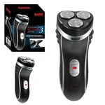 BAUER MEN RECHARGEABLE CORDLESS 3 HEAD ROTARY SHAVER SIDEBURN TRIMMER WASHABLE