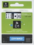 Y117374 Dymo D1 Tape Sort på Hvit 12mm (7m) S0720530