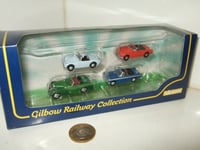 Gilbow Classic Car set of X4 60-70 Era, MGB/Sprite/TR20/Vitesse for OO Railways