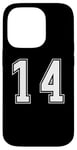 Coque pour iPhone 14 Pro Blanc Numéro 14 Équipe Junior Sports Uniforme Numéroté