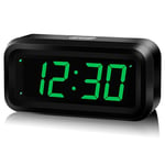 KWANWA Cordless Digital LED Alarm Clock With Big 1.2'' LED Time Display,AA Battery Operated Only,Can Be Placed Anywhere Without A Cumbersome Cord (Green display)