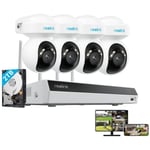 Kit Vidéo Surveillance avec 4K 8MP 4X pt Caméras WiFi6 Extérieures et 12CH 2To WiFi nvr, 355° Pan & 50° Inclin, Suivi Auto, Détection Smart, Vision