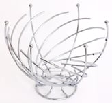 Metal Chrome Wire Fruit Basket Holder Bowl Decoration Dining Stand Apple Kitchen