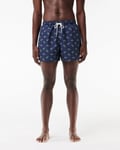 Lacoste Mens Crocodile Print Swimming Shorts - Navy - Size Large