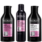 Redken Acidic Color Gloss Sulphate-Free Shampoo 500ml, Activated Glass Gloss Treatment 237ml and Conditioner 500ml Bundle