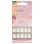 Nail HQ Salon False Nails - Square White - 24 Nails with Glue Included