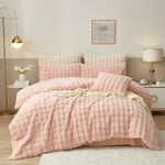 Luofanfei Housse de Couette Hiver 220x240 Chaude Flanelle Toucher Cashmere Polaire Parure de Lit en Velours Rose Doux avec Fermeture Éclair Linge de Lit 2 Personnes avec 2 Taies d'oreiller 65x65