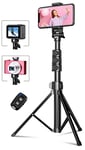 CIRYCASE 55.9" Phone Tripod, Extendable All-In-One Selfie Stick Monopods Tripod Stand with Bluetooth Remote & Universal Phone Holder Compatible with iPhone, Galaxy, Camera, Perfect for Video Recording