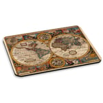 VINTAGE OLD WORLD MAP 3 PC COMPUTER MOUSE MAT PAD - Round Globes Retro Travel