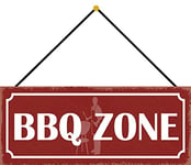 Schatzmix BBQ Zone Plaque Murale en métal avec Cordon Multicolore 27 x 10 cm