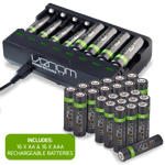 AA / AAA Battery Charging Dock plus 16 x AA & 16 x AAA Rechargeable Batteries