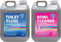 Chemical Travel Toilet Fluid & Bowl Cleaner 2L for Caravan, Motorhome Twin Pack