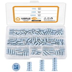 VIGRUE 170 PCS Eurovis à Tête Fraisée pour Charnières, Guides de Tiroirs, vis Cruciformes 6,3x11mm, 6,3x13mm, 6,3x16mm, vis à Meubles en Acier Galvanisé, Vis Spéciale trou Entièrement fileté 5mm