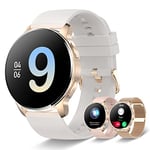 Iaret Montre Connectée Femme avec Appel Bluetooth, 1.32" Smartwatch avec Fonction Féminine Fréquence Cardiaque Sommeil Podometre SpO2 Pression artérielle, Etanche Montre Sport Ronde pour Android iOS