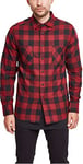 Urban Classics Mens Checked Flanell Flannel Shirt, Blk/Burgundy, 4XL UK