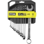 Set med 12 skiftnycklar (8, 9, 10, 11, 12, 13, 14, 15, 16, 17, 19, 22 mm) - RYOBI - 15° återställningsvinkel - Kompatibel med Ryobi® LINK