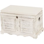 Banc banquette / coffre de rangement T356, style shabby 50x76x45cm, blanc