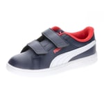 PUMA Smash 3.0 L V PS, Basket Mixte Enfant, Puma Navy Puma White For All Time Red, 34 EU