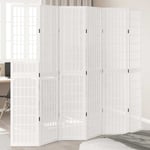 Room Divider 6 Panels White Solid Wood Paulownia vidaXL