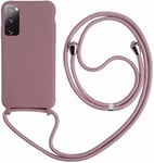 wentdzSW Cordon de Coque Compatible avec Samsung Galaxy S20FE,Couleurs de Bonbons Cover Silicone Liquide Lanyard Case Réglable Collier pour Étui Housse -Rose Or