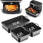 3PCS Silicone Liners for Ninja AF500UK, Large Silicone Air Fryer Liner for Ninja Flexi Drawer 5.2L*2+10.4L, AF500UK Silicone Liners Ninja 5.2L*2+10.4L Air Fryer Accessories Inserts (3PCS，5.2L*2+10.4L)