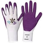 ROSTAING Gants NERINE - Paire de Gants de Protection Multi-Usages en Latex - Protection Idéale pour les Travaux de Bricolage et de Jardinage en milieu Humide - Gants de Plantation - Violet et Blanc