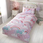 Rapport Home Toddlers Unicorn Duvet Cover Set, Pink Unicorn Toddlers Bedding Set