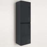 Double Door Dark Grey Wall Hung Tall Bathroom Cabinet 400 x 1400mm -  BeBa_27433