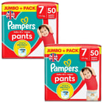 Pampers Baby Dry Nappy Size 7 Diaper Protect Pants 17+kg Jumbo+Pack 2x50 Nappies