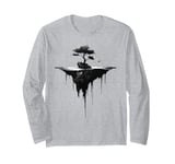 Surreal Floating Island Shirt - Dark Forest and Tree Art Long Sleeve T-Shirt