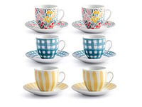 Royal Norfolk Surreal Spring Lot de 6 tasses à café avec soucoupe en porcelaine 90 cc