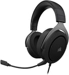 Corsair HS60 HAPTIC Casque Gaming Stéréo avec Basse Haptique (Basse Haptique Optimisée par Taction Technology, Oreillettes Rembourrées de Mousse à Mémoire, Microphone Amovible) Carbone