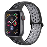 Bracelet Sport en Silicone Bicolor Remplacement pour Apple Watch Series 5 / 4 44mm - Noir&Gris (Taille S)