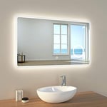 EMKE LM13CT-DR, Miroir de Salle de Bain LED avec éclairage Blanc Froid avec Interrupteur Tactile IP44, économie d'énergie, Style J, Interrupteur Tactile 100 x 60 cm