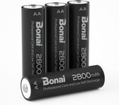 BONAI 2800mAh AA Rechargeable Battery NI-MH 1200 Cycles High Capacity aa Pack of