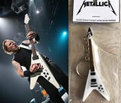 Keychain Guitare Gibson Flying V James Hetfield Metallica Blanc