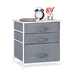 Relaxdays 10023328_491 Meuble rangement 3 commode étagère tiroir tissu HxlxP: 53 x 48 x 40 cm, gris, Variante C