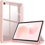 FINTIE Coque pour Samsung Galaxy Tab S6 Lite 10.4 Pouces 2024/2022/2020 - [Rangement de Stylet] Etui Arrière Transparent Claire Housse Antichoc Protection pour Tab S6 Lite, Or Rose