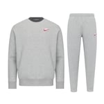 Nike Sportswear Mens Club Fleece Crew Tracksuit Grey Cotton - Size Small