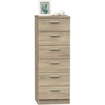 Briebe Nova Commode Chambre, Chiffonnier Meuble de Rangement avec 6 Tiroirs, 110x40x40 cm Bois