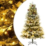 Sapin de No�l pr�-�clair� et pommes de pin vert 225cm PVC et PE