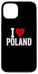 iPhone 13 Funny Design Retro I Love Poland with a Red Heart Case