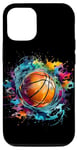 Coque pour iPhone 12/12 Pro Entraînement de joueur de basket-ball Splash Art